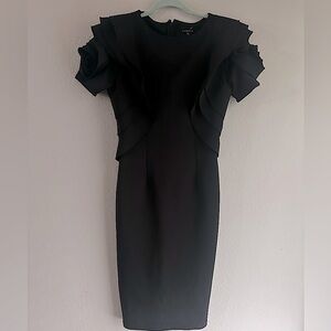 Rosette sleeve pencil dress